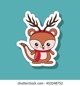 animal with reindeer horns isolated icon design, vector illustration  graphic 