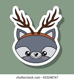 animal with reindeer horns isolated icon design, vector illustration  graphic 