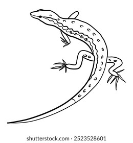 Tatuagem de réptil animal. Logotipo preto e branco. Ilustração monocromática do vetor de lagarto isolada no fundo branco.