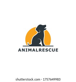 Animal Rescue with Dog Logo Minimal modern design vector template