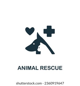 Animal rescue icon. Monochrome simple sign from charity and non-profit collection. Animal rescue icon for logo, templates, web design and infographics.