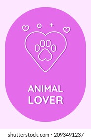 Animal rescue organization postcard with linear glyph icon. Greeting card with decorative vector design. Simple style poster with creative lineart illustration. Flyer with holiday wish