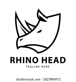 Animal Rhino Logo Vector Design Template. Abstract Black and white linear illustration.