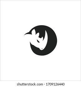 Plantilla de logotipo de diseño de vectores de rinocerontes para animales