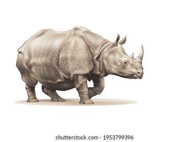 Animal rhinoceros on white background 
 