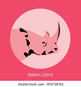 Animal Rhinoceros Vector illustration isolated on pink