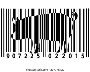 Animal Rights Barcode With Pig Silhouette