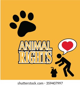 Animal Rights illustration over orange color background