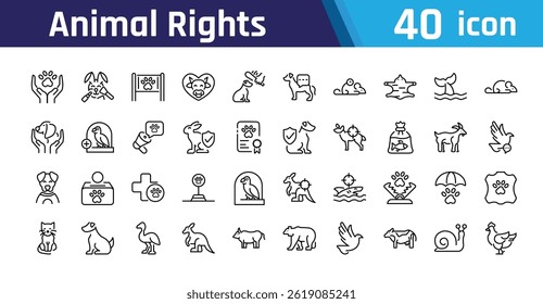 Animal Rights set vector icon designs 