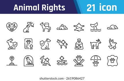 Animal Rights set vector icon designs