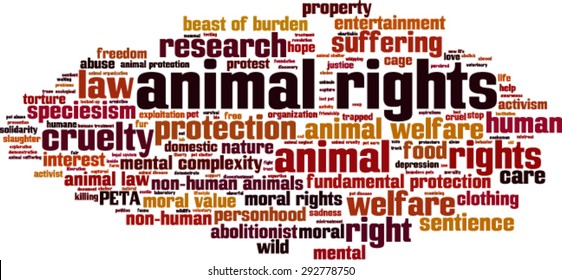 Animal rights word cloud concept. Vector illustration