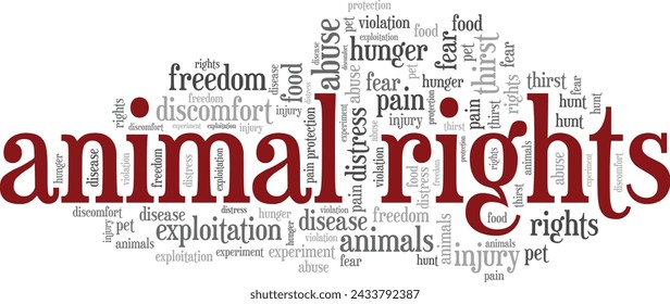 Animal Rights word cloud conceptual design isolated on white background.