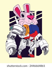 animal robot illustration design for sukajan is mean japan traditional cloth or t-shirt with digital hand drawn Embroidery Men T-shirts Summer Casual Short Sleeve Hip Hop T Shirt Streetwear