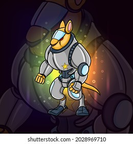 The animal robot of kangaroo esport logo design of illustration