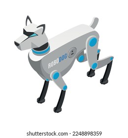 Animal robots isometric composition with isolated image of futuristic automated pet companion on blank background vector illustration