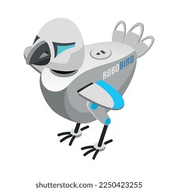 Animal robots isometric composition with isolated image of futuristic automated pet companion on blank background vector illustration