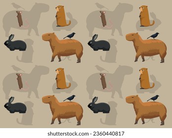 Animal Rodent Capybara Rabbit Rat Marmot Cartoon Seamless Wallpaper Background