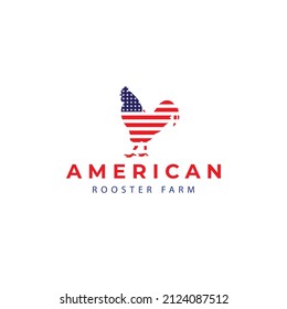 animal rooster with american flag logo vector icon symbol illustration design