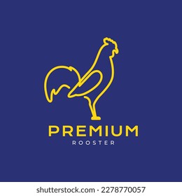 animal rooster chicken continuous line modern art minimal logo design vector