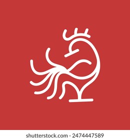 Animal Rooster Line minimalist simple logo design template
