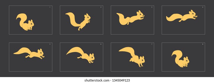 Animal run cycle. Cartoon squirrel sprites ready for animation