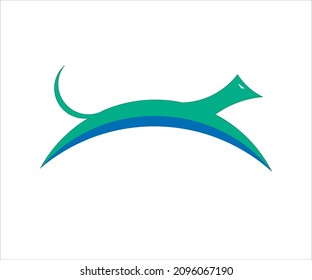 animal running and jumping , blue logo , vector image .