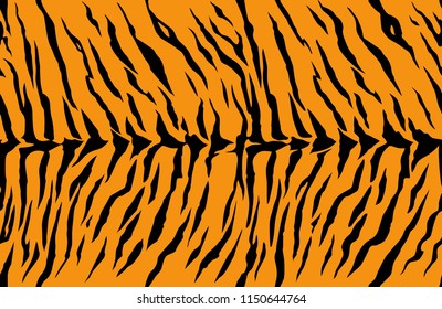 Animal safari abstract skin tiger orange and black seamless pattern repeated. Vector jungle strip