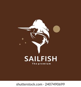 animal sailfish natural logo vector icon silhouette retro hipster