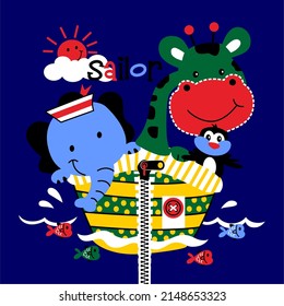 Animal sailor cartoon vector design
