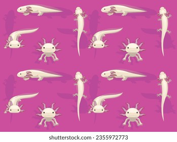 Animal Salamander Axolotl Cartoon Seamless Wallpaper Background