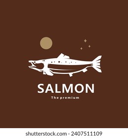 animal salmon natural logo vector icon silhouette retro hipster