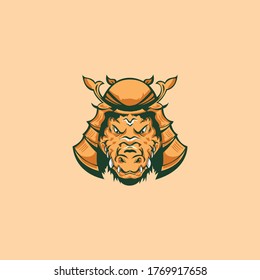 Tier-Samurai-Maskottchen-Vektorlogo