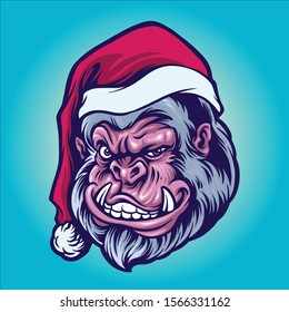 animal santa claus illustration design