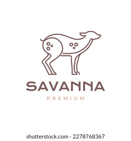 animal savanna herbivore female deer modern shape line logo design vector