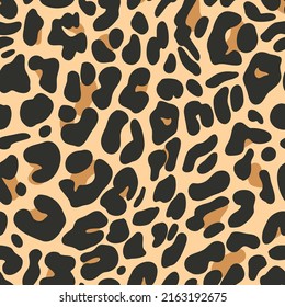 Animal scin seamless pattern. Mammals big cat fur. Predators camouflage. Felidae abstract background, cover, textile, fabric. Vector illustration.