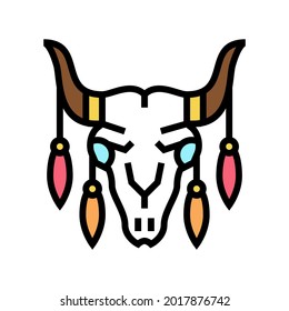animal scull with boho decoration color icon vector. animal scull with boho decoration sign. isolated symbol illustration