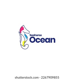 animal sea creature biota seahorse lines art abstract minimalist logo design vector icon