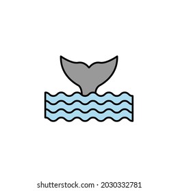 animal, sea, tail, whale line colored icon. Signs, symbols can be used for web, logo, mobile app, UI, UX