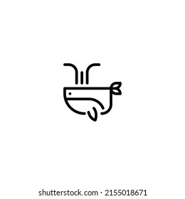 Animal,  Sea, Whale fish Outline Icon, Logo, and illustration Vector