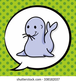 animal seal doodle, speech bubble