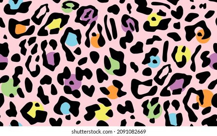 Animal  seamless pattern abstract leopard or cheetah. Exotic colorful leopard design hand drawn. fashion pattern, paper, fabric. For wallpaper, decorative, t-shirt or dress, funny cute pattern.