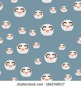 Animal seamless pattern background with sheep. Vector illustration EPS10