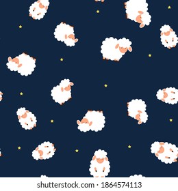 Fondo de patrón ininterrumpido animal con ovejas. Ilustración del vector