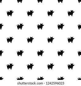 Animal seamless pattern black pig boars. Pattern with cartoon silhouette pig.