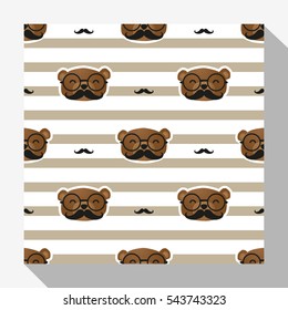 Animal seamless pattern collection with bear , vector , illustration