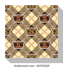 Animal seamless pattern collection with bear , vector , illustration