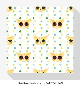 Animal seamless pattern collection with cat , vector , illustration