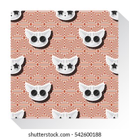 Animal seamless pattern collection with cat , vector , illustration