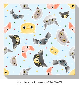 Animal seamless pattern collection with cat , vector , illustration
