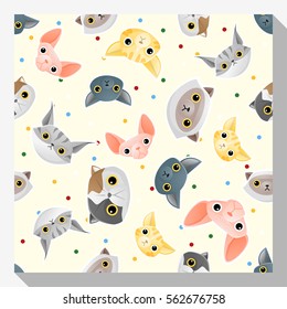 Animal seamless pattern collection with cat , vector , illustration